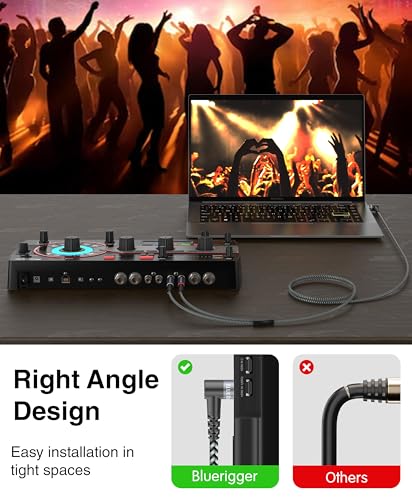BlueRigger 3.5mm Aux to 2RCA Audio Cable (15FT, 90D Stereo Splitter Y 2RCA Male, Braided, 1/8" RightAngled TRS to RCA, Hi-Fi Sound, Metal Shell) - for Phones, Amplifiers, Tablets, Home Theater, HDTV - size: 15FT, style: 3.5mm Angled
