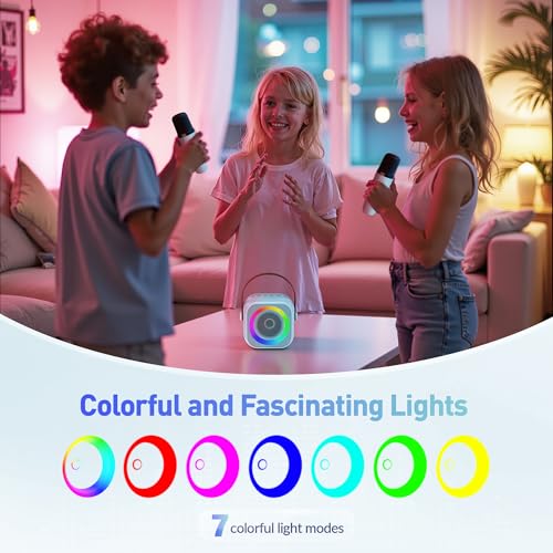 Karaoke Machine, Portable Bluetooth Speaker with 2 Wireless Microphones for Kids, Karaoke Toys Gifts Toys for Girls Boys Family Home Party (Blue) - color: Blue