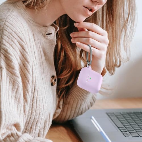 for AirPods 1/2 Case Cover,Come with Cleaner Kit,Soft Skin Silicone Case Cover with Keychain,Full Protective Case for Men and Women,Compatible with AirPods 2nd Generation Case,Lavender - color: B5-Lavender