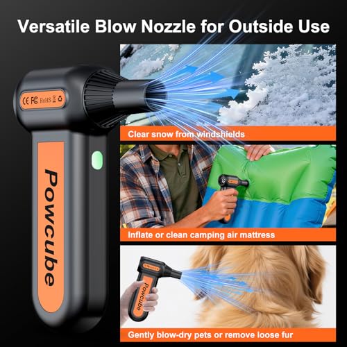 2-in-1 Compressed Air Duster 180000RPM Powerful Motor, Cordless Vacuum Cleaner with 10,000mAh Battery, Portable Electric Air Duster, Dust Blower for Computer, Keyboard, Outdoor, House, Car and Office