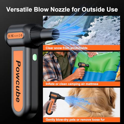 2-in-1 Compressed Air Duster 180000RPM Powerful Motor, Cordless Vacuum Cleaner with 10,000mAh Battery, Portable Electric Air Duster, Dust Blower for Computer, Keyboard, Outdoor, House, Car and Office