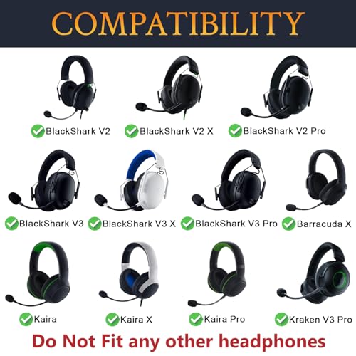 SOULWIT 4Pcs Mic Cover for Razer BlackShark V2/V2 Pro/V2 X/V3/V3 Pro/V3 X, Barracuda X, Kaira/Kaira Pro/Kaira X, Kraken V3 Pro Headsets, Protective Mic Foam Cover Pop Filter Windscreen - Black