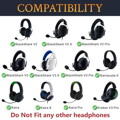 SOULWIT 4Pcs Mic Cover for Razer BlackShark V2/V2 Pro/V2 X/V3/V3 Pro/V3 X, Barracuda X, Kaira/Kaira Pro/Kaira X, Kraken V3 Pro Headsets, Protective Mic Foam Cover Pop Filter Windscreen - Black