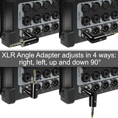 HQRP 2-Pack 3-Pin XLR Female to 1/4" / 6.35 mm Male TRS Angle Adapter with 4 Adjustable Angle Positions Right Left and 90 Degree Compatible with Mixers, Microphones, amplifiers, EQ, Rack Gear, etc - style: XLR Female to 1/4" TRS