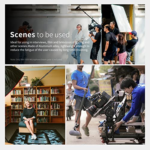 NEEWER NW-7000 Microphone Boom Arm | 3 Section, Extendable Handheld Mic Arm, 3/8" & 3/8" to 5/8" Screw Adapter, 3ft to 8ft Adjustable Length, Auxiliary - style: ST-NW-7000