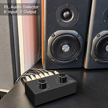 6-Channel RCA Audio Switcher 6 Input-1Output Audio Selector Passive Stereo Selector Box Compatible Home Theater, HDTV, Amplifiers, Hi-Fi Systems, Speakers etc. - style: 6-Channel RCA Audio Switcher