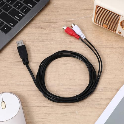 1.5M USB to 2 RCA Adapter, USBs Male to 2 RCA Female Audio Cable Converter 2RCAs Left Right Audio Channel Cable for Have Signal Conversion Function TV Pc DVD Digital Cameras