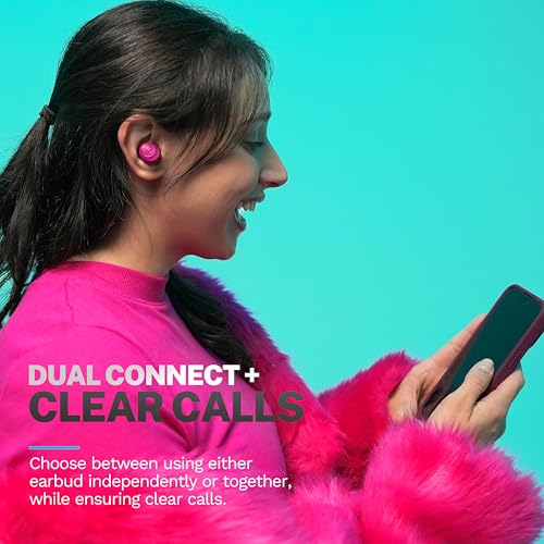 JLab Go Air Pop+, True Wireless Earbuds, Bluetooth Earbuds with Microphone, Dual Connect, EQ3 Sound, Dark Pink - color: Dark Pink, style: Pop+