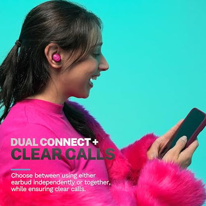 JLab Go Air Pop+, True Wireless Earbuds, Bluetooth Earbuds with Microphone, Dual Connect, EQ3 Sound, Dark Pink - color: Dark Pink, style: Pop+