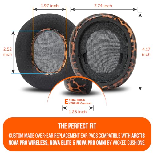 WC Freeze Nova Pro Wireless - Earpads for Arctis Nova Pro Wireless & More | Made by Wicked Cushions | Also fits SteelSeries Nova Elite & Nova Pro Omni(Doesn't Fit Other Models) | Leopard - color: Leopard