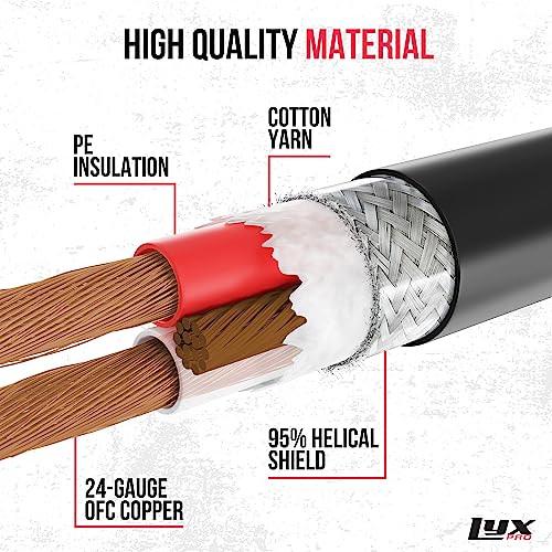 LyxPro 25 Feet ¼ TRS to ¼ TRS Balanced Audio Cable, Superior Signal Transfer, High Frequency, Noiseless, Durable & Flexible Patch Cable, Heavy Duty, for Microphone, Speaker, Male to Male - size: 25 Feet
