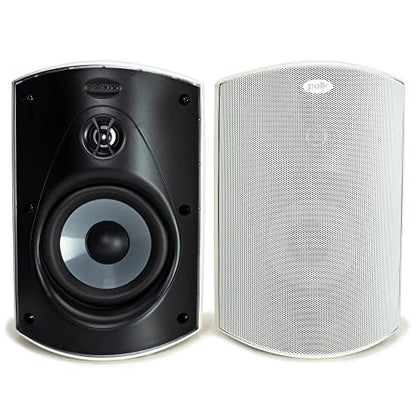 Polk Audio Atrium 5 Outdoor Speakers with Powerful Bass (Pair, White) - color: White, size: 2 Speakers, style: Atrium 5