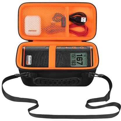 GPS Speaker Hard Carrying Case for Bushnell Golf Wingman View Golf Speaker | Bushnell Wingman GPS Golf Speaker Travel Protective Bag Storage Holder, Extra Mesh Pocket Fits Charging Cable Remote, Black+ - color: Black+inside Orange
