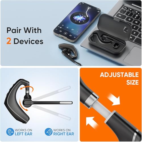 Herloreen Wireless Bluetooth Headset with Built-in Microphone Charging Case | Noise Canceling Mic for PC Computer, Laptop, Cell Phones, Remote Work, Call Center, Trucker Work, Business - style: Headset + Charge Case + USB Dongle-A6