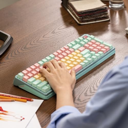 Cooler Master MK770 Macaron Wireless Mechanical RGB Gaming Keyboard, Kailh Box V2 Click White Switches, Gasket Structure, Hot-Swappable, Bluetooth|2.4GHz, Tactile 3-Way Dial, QWERTY (MK-770-MCKW1-US) - style: MK770 Macaron White