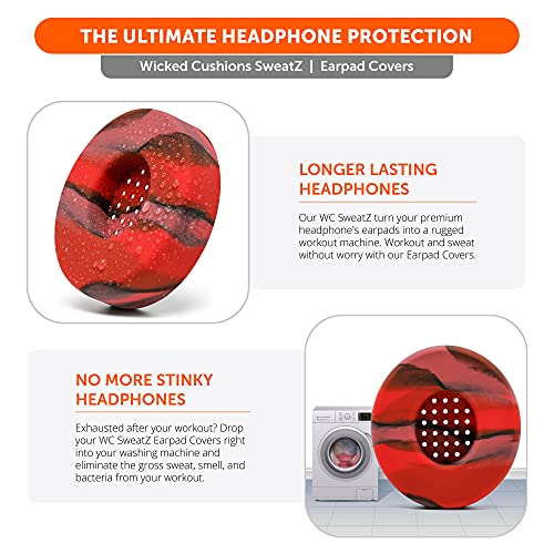 WC SweatZ Solo - Patented Earpad Sweat Covers for Beats Solo 4 & 3, Made by Wicked Cushions | Sweatproof & Machine Washable | Lava - color: Lava