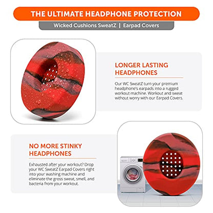 WC SweatZ Solo - Patented Earpad Sweat Covers for Beats Solo 4 & 3, Made by Wicked Cushions | Sweatproof & Machine Washable | Lava - color: Lava