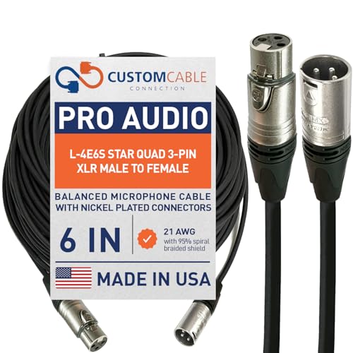 Custom Cable Connection 0.5 Foot (6 inches) Canare L-4E6S Star Quad Balanced 3-Pin XLR Microphone Cable Male to Female - size: 0.5ft (6in), style: XLR Male to XLR Female