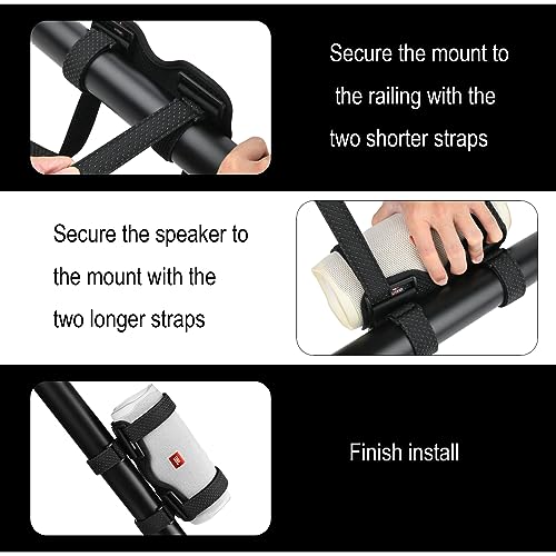 Portable Speaker Mount for Bike/Golf Cart/Boat Railing, Adjustable Strap Bike Speaker Holder Attachment for JBL Charge 5/Charge 6/Flip 5/Flip 6/Flip 7/Beats Pill