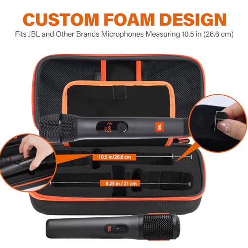 Wireless Microphone Case Compatible with JBL Wireless Two Microphone System & Dual Partybox Mics, Handheld Dual Mic Travel Bag for Singing & Karaoke | Waterproof & Dirt Resistant - Black (BOX ONLY) - color: Upgrade-Black