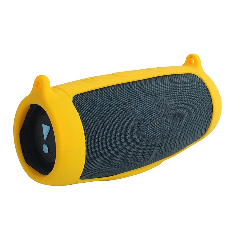 JB charge 5 Bluetooth Speaker Silicone protecitve Case protable, JB charge 5 Travel Carrying Case with Shoulder Strap and Carabiner (Yellow) - color: Yellow
