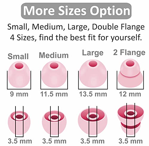 8 Pairs Powerbeats Pro Ear Tips Buds, 4 Size Replacement Soft Flexible Fit in Case Noise Reduce Silicone Rubber Gel Earbuds Eartips Wing Skin Compatible with Beats Flex/BeatsX - Cloud Pink