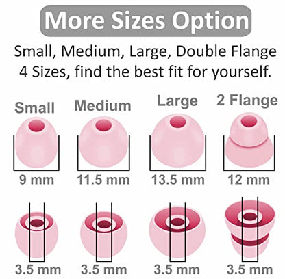 8 Pairs Powerbeats Pro Ear Tips Buds, 4 Size Replacement Soft Flexible Fit in Case Noise Reduce Silicone Rubber Gel Earbuds Eartips Wing Skin Compatible with Beats Flex/BeatsX - Cloud Pink