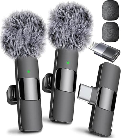 Mini Mic Pro (Latest Model – #1 Microphone for iPhone & Android, Wireless Mini Microphone, Clear Voice, Noise Cancelling, Lavalier Mic for TikTok, YouTube & Interviews - style: All iPhones & Androids (USB-C + Lightning)