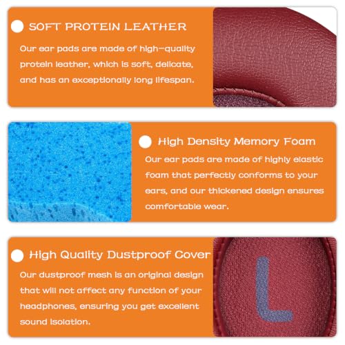 Replacement Ear Pads for JBL Tune 700BT, 710BT, 720BT, Tune 750BTNC, 760NC, 770NC Wireless Over-Ear Headphones, Ear Cushions, Ear Cups Cover Repair Parts (Red) - color: Red