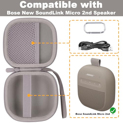 Hard Case for Bose SoundLink Micro 2nd Gen Portable Bluetooth Speaker - color: Sandstone Case