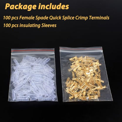 2.8mm Female Spade Quick Splice Crimp Terminals with Insulated Sleeve - size: 2.8mm