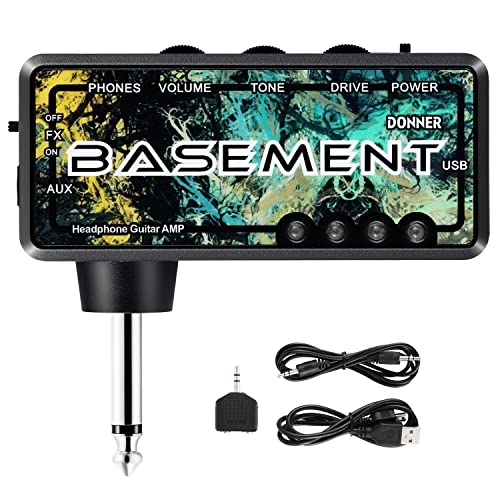 Donner Bass Guitar Headphone Amp Basement USB Rechargeable Mini Portable Bass Headphone Amplifier for Bass Guitar - color: Basement
