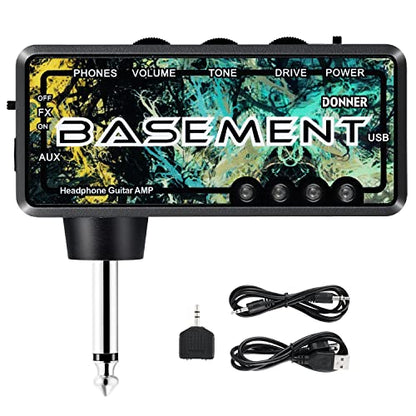 Donner Bass Guitar Headphone Amp Basement USB Rechargeable Mini Portable Bass Headphone Amplifier for Bass Guitar - color: Basement