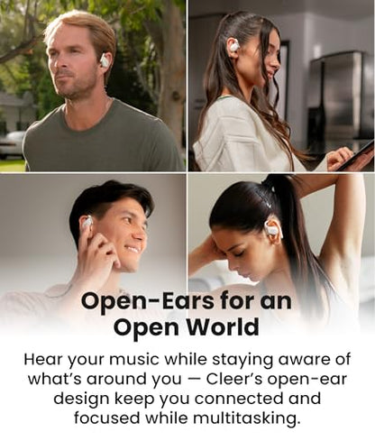 Cleer ARC 4 Plus Open Ear Earbuds with Dolby Audio,White | True wireless Bluetooth with head tracking, IPX7 waterproof earhook,34H playtime, custom EQ,for sports, running & workout - color: White