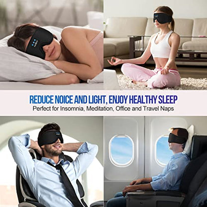 MUSICOZY 3D Sleep Headphones Bluetooth 5.4 Breathable Sleep Eye Mask | Cooling Fabric Lining with Blackout Design for Side Sleeper, HD Stereo Sound, 14 Hours Playtime for Sleep, Travel, Relaxation - color: Black