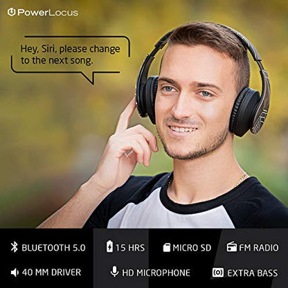 PowerLocus Bluetooth Over-Ear Headphones, Wireless Stereo Foldable Headphones Wireless and Wired Headsets with Built-in Mic, Micro SD/TF, FM for iPhone/Samsung/iPad/PC (Camo) - color: Camo