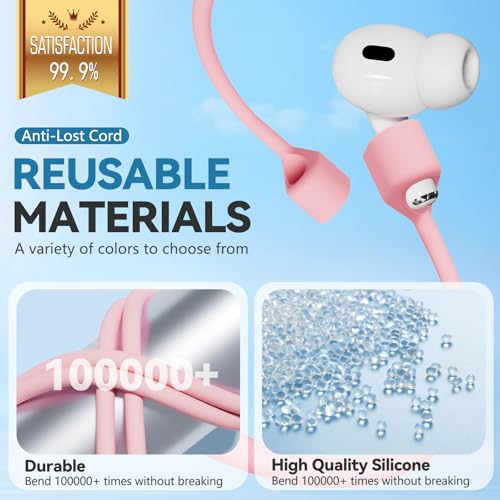 Mooyavia Ultra Strong Magnetic Anti-Lost Strap for AirPods Pro-Pink | Compatible with AirPods Pro 3/2/1 & AirPods 4/3/2/1,Soft Silicone Sport Neck Lanyard,Lenth 29.9 in - color: B3-pink