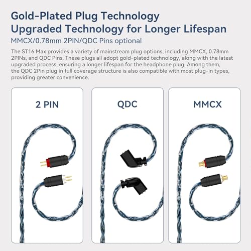 keephifi 5ft 2 Pin IEM Cable 4.4mm, KBEAR ST16-Max 1.5m in Ear Monitor Cable Earbud Wire, 16-Strand SPC Headphone Cable for Truthear Hexa/HOLA/Zero, Moondrop Blessing/Aria/Stellaris - color: BlueBlack, style: 4.4 2PIN