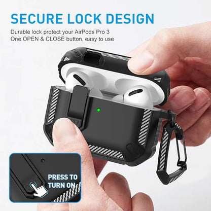 for AirPods Pro 3 Case with Magnetic Lock, Magsafe Compatible, Black - color: Black, size: AirPods Pro 3 Case 2025