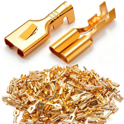 Twidec/200PCS 6.3mm Female Spade Connector Blade Connector Quick Splice Crimp Terminals Non Insulated Wire Connectors for Electrical Wiring Relay Car Audio Speaker N-005-6.3MM - size: 6.3mm Female B