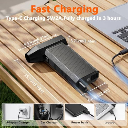 Preciva 2-in-1 Compressed Air Duster, 180,000 RPM High-Speed Turbo Electric Duster & Vacuum with 3-Second Deep Cleaning, Rechargeable Battery, 6 Attachments and LED Light for Keyboard, PC, Car, Home