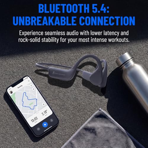 Bone Conduction Headphones, Bluetooth 5.4 Open-Ear Sports Headphones | Wireless with Mic, 12H Playtime, IPX6 Sweatproof, Secure Fit for Running, Cycling and Workouts (Black) - color: Black