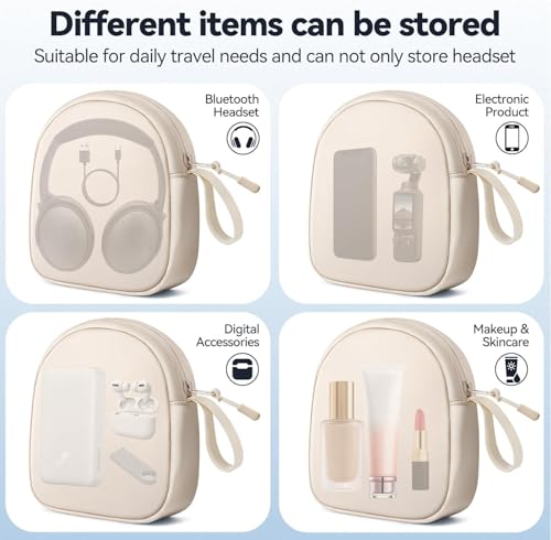 Inesore Soft Headphone Case Headset Carrying Storage Bag Pouch, Beige - color: B-Beige