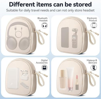 Inesore Soft Headphone Case Headset Carrying Storage Bag Pouch, Beige - color: B-Beige