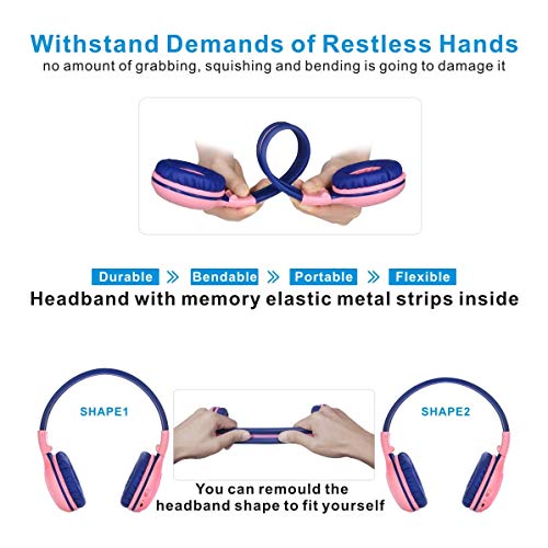 SIMOLIO Wireless Kids Headphones, Foldable Stero Wireless Headset with Mic and 3- Level Volume Limited, 30H Playtime, 3.5mm Cord & Share Port, Travel Case, Bluetooth 6.0 for School Game iPad Tablet | Foldable Stero Headsets with Mic , 30H Playtime, 3.5mm