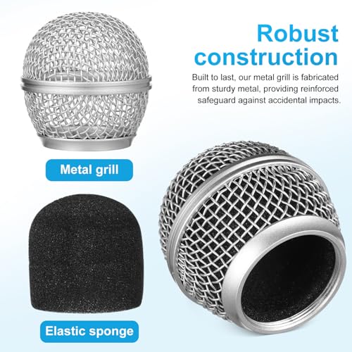 Metal Mesh Microphone Replacement Grille Compatible with Shure Mic Ball Head Acoustic Transparent Mic Grill for Clear Sound and Noise Reduction