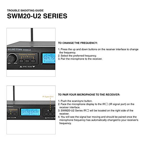 Sound Town 200-Channel Professional UHF Wireless Microphone System with 2 Handheld Microphones, for Church, Business Meeting, Outdoor Wedding and Karaoke - color: Solid Black