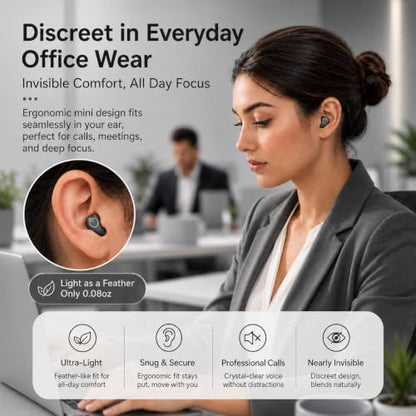 Smallest Invisible Earbuds Wireless Bluetooth, Low Profile Micro Tiny Discreet Hidden Earbuds for Work,Mini Small Headphones, Invisible Sleep Wireless Earphone for Small Earbuds - color: Black