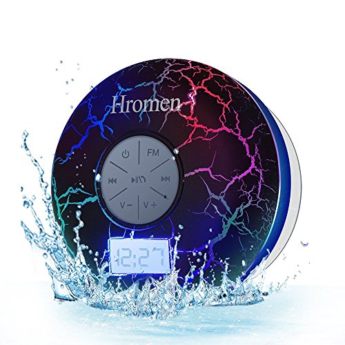 HROMEN Bluetooth Speaker,2nd Gen IPX7 Waterproof Bluetooth Speakers, Bathroom Shower Speaker,Wireless Cool Cracking Backlit, Suction Cup,Outdoor Speaker, Good Gift,Green