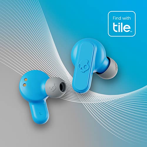 Skullcandy Dime 2 Wireless In-Ear Bluetooth Earbuds - Light Grey/Blue | Bluetooth, Noise Isolating Fit, 12 Hours Battery, Microphone for iPhone Android, Easy Carry with Integrated Lanyard - color: Light Grey/Blue, size: One